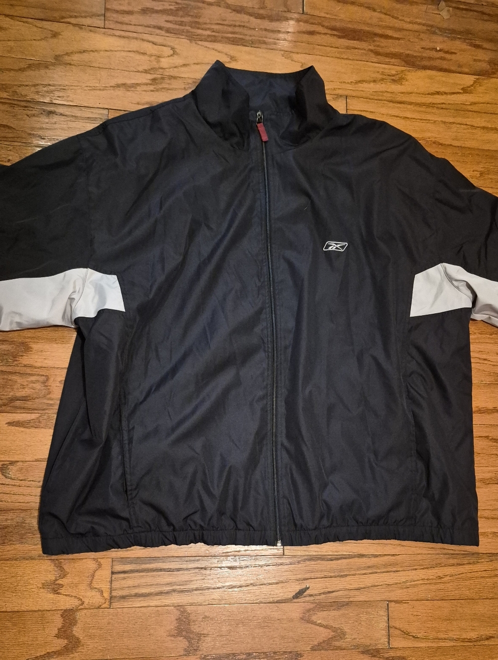 Reebok Black Windbreaker Jacket with Light Gray Panels Mens Sz 3XL